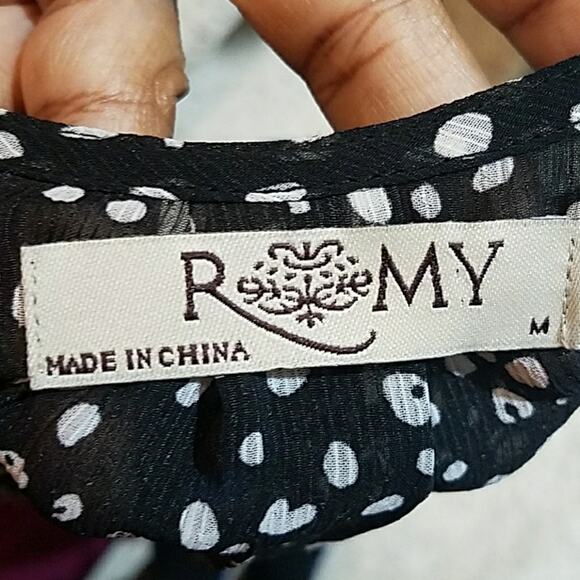 Remy Black and white sheer polka dot top Medium - Picture 5 of 6